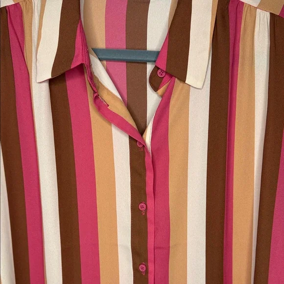 Eva Mendes for New York & Company Multicolor Striped Blouse - Picture 3 of 5